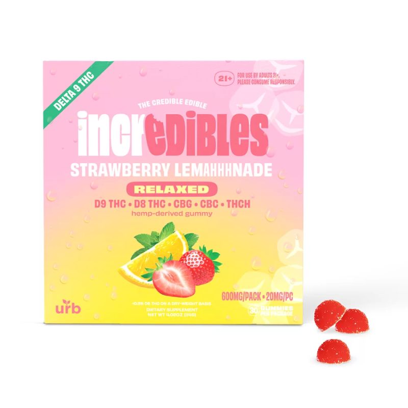 incredibles 20mg DELTA 9 THC DELTA 8 Strawberry Lemahhhnade Gummies